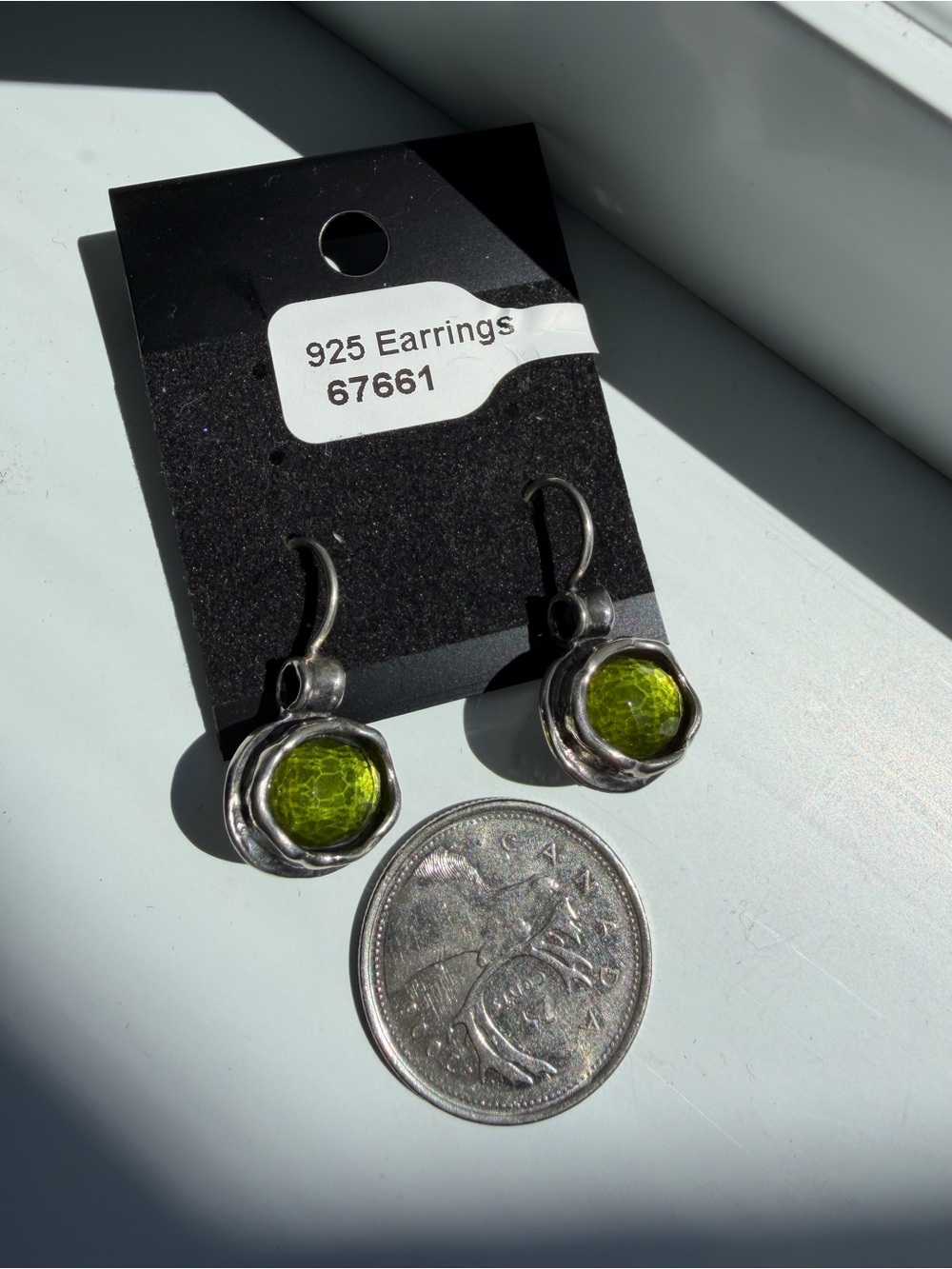Sterling Silver 925 Peridot Green Drop Earrings